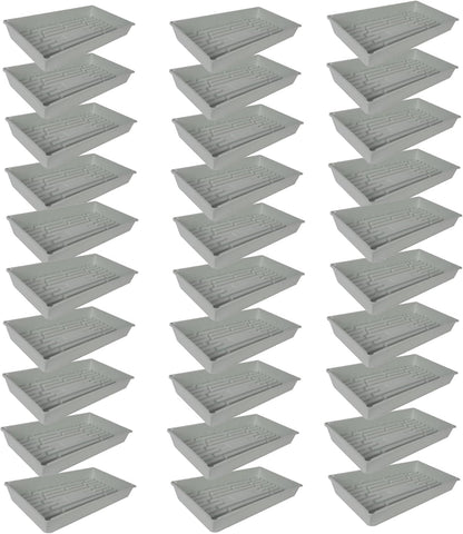 SUNPACK 10" x 20" Mega Plastic Seed Starting Tray, White, 2.5" (Pack of 30) - No Drainage Holes, Ideal for Greenhouses or Indoor Gardening - Made of Thick, Strong Plastic