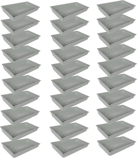 SUNPACK 10" x 20" Mega Plastic Seed Starting Tray, White, 2.5" (Pack of 30) - No Drainage Holes, Ideal for Greenhouses or Indoor Gardening - Made of Thick, Strong Plastic
