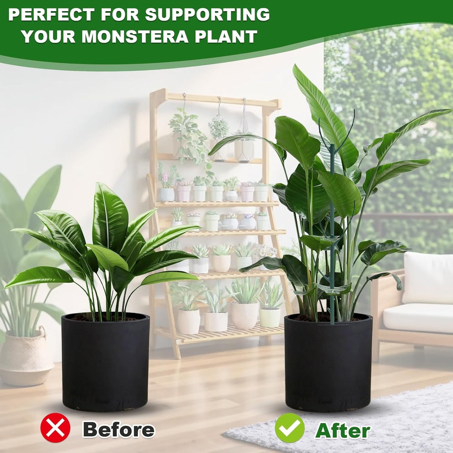 5pack Adjustable Plant Support Pole – Stackable Indoor/Outdoor Support Pole with Clamps, Suitable for Supporting Monstera and Climbing Plants, Garden Accessories, Perfect Replacement for Plant Stakes