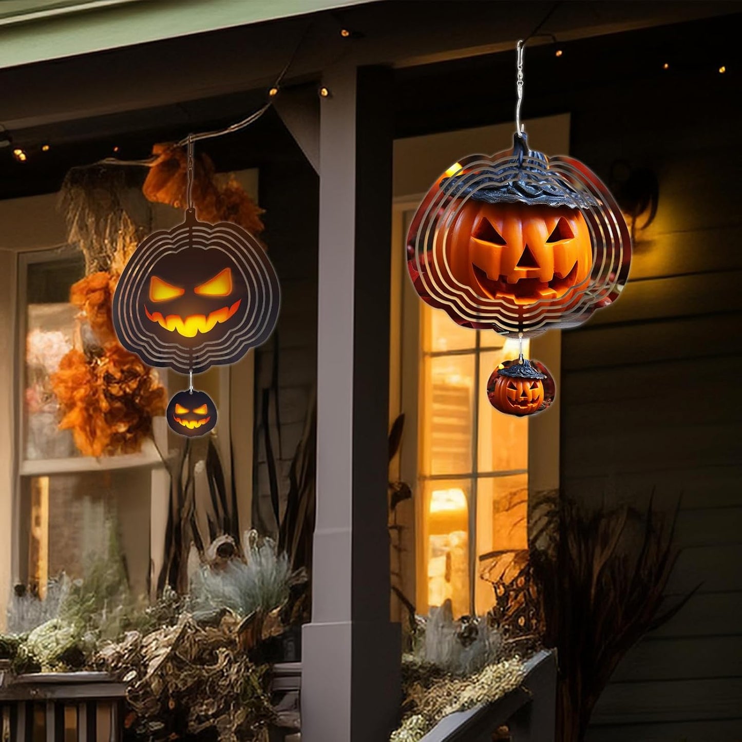 Halloween Sublimation Wind Spinner Blanks, Halloween Party Decorations Pumpkin Shape 10 inch, for Backyard, Garden, Home Decoration, 2 PCS