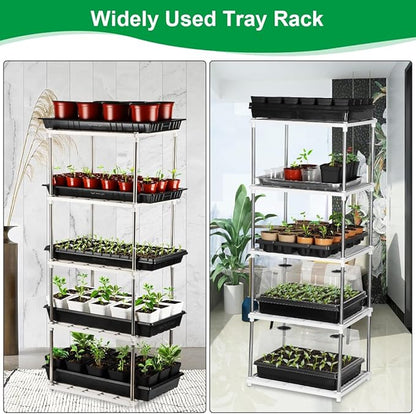 5 Layer Sprouting Tray Storage Shelf, Plant Shelf Nursery Pot Seeding Tray Container Shelves Indoor/Outdoor Plant Rack Holder (White)