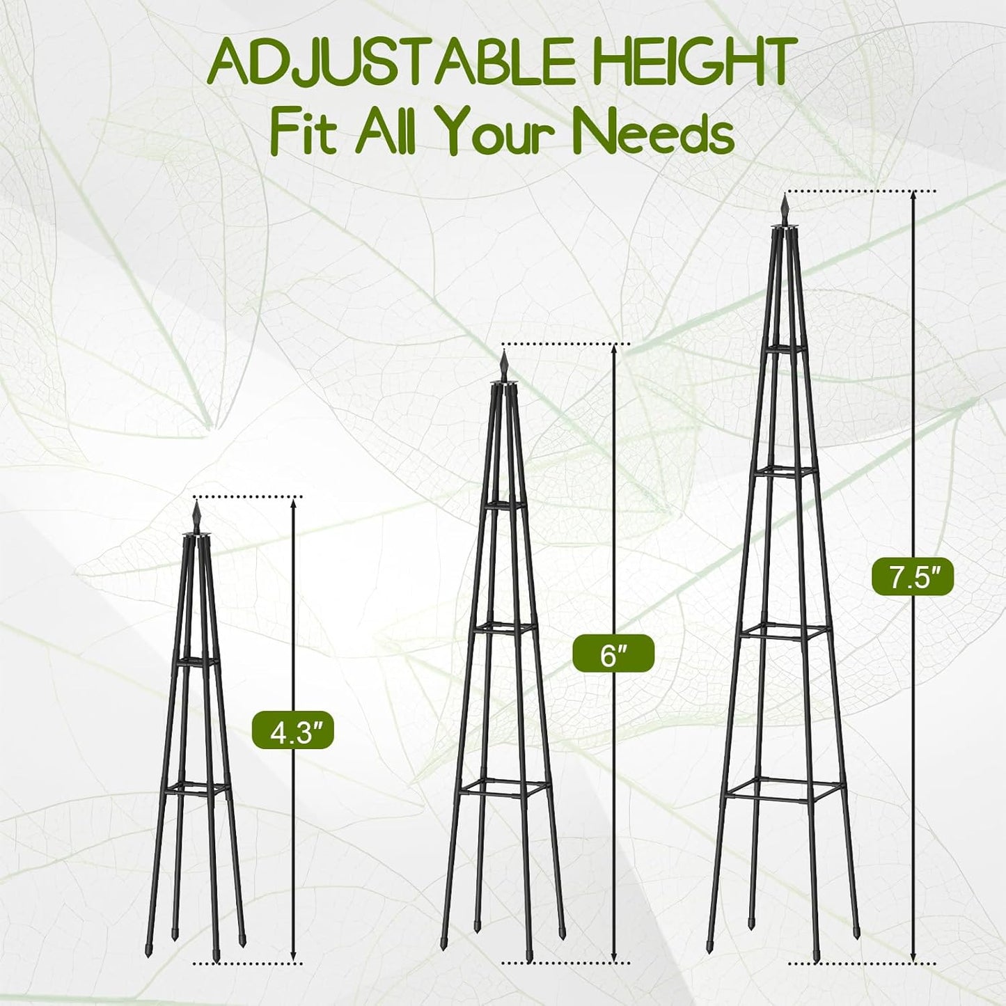 Obelisk Trellis for Climbing Plants Outdoor,6 Ft Garden Trellis for Potted Plants, Metal Trellis with Anti-Rust Coated for Potted Plants Indoor, Plant Support for Vegetables, Vines