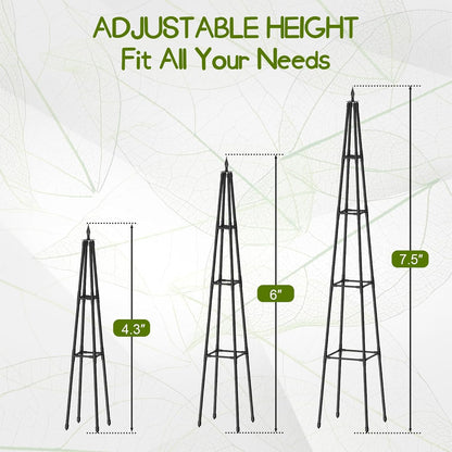 Obelisk Trellis for Climbing Plants Outdoor,6 Ft Garden Trellis for Potted Plants, Metal Trellis with Anti-Rust Coated for Potted Plants Indoor, Plant Support for Vegetables, Vines