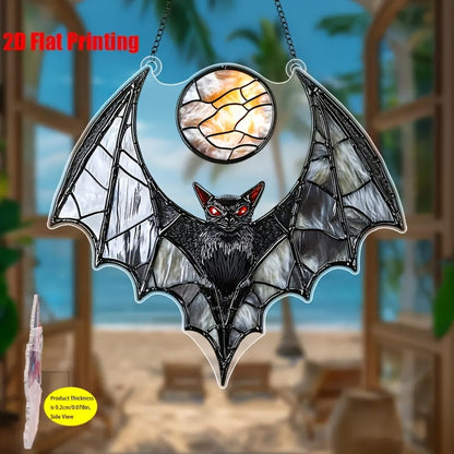 Bat Suncatcher,Halloween Window Hanging Spooky Black Sun Catcher,8 Inch Wall Indoor Outdoor Ornament Window Suncatcher for Garden，Home，Housewarming Decor