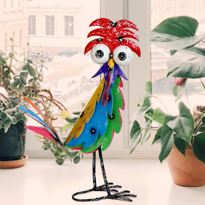 Natelf Outdoor Wacky Metal Rooster Yard Statue Decoration Roosters Decor Garden Statues Chicken Figurine Outside Decorations for Courtyard