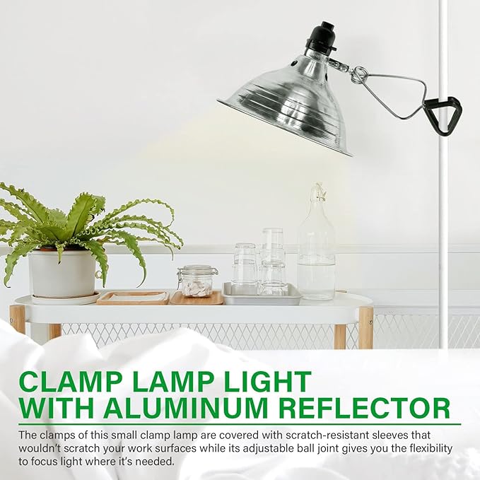 Simple Deluxe Clamp Lamp Light 150 Watt with 8.5 Inch Aluminum Reflector (no Bulb Included), 6 Feet Cord, 2 Pack, Black, New Version