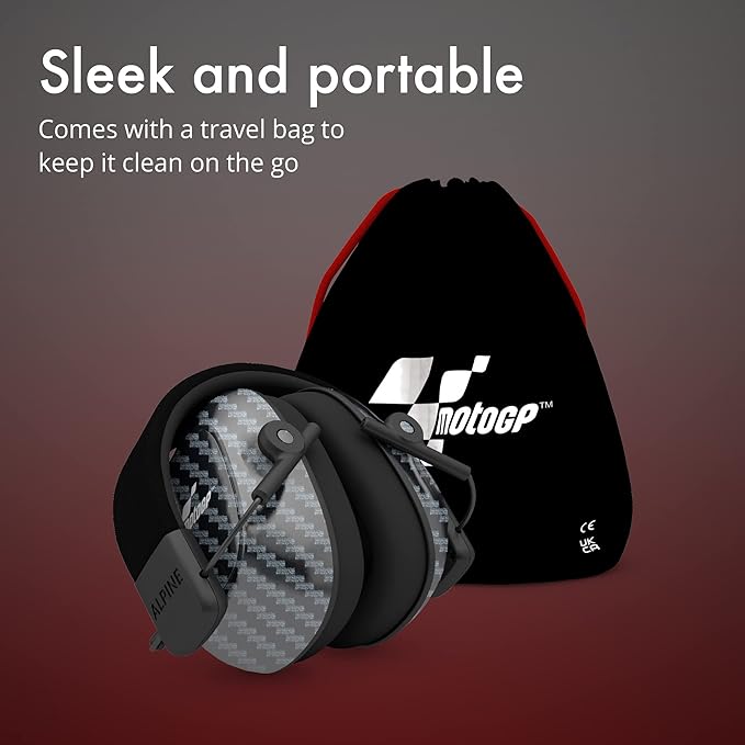 Alpine Racing Pro Earmuff MotoGP™ - Earmuffs for Adults - 22 dB - ANSI Certified - Premium Noise Protection for Race Events - High End Carbon - Noise Reduction Headphones - Light-Weight Design