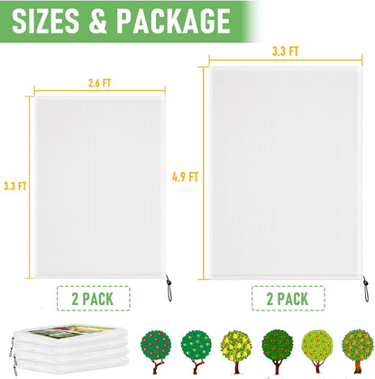 Fruit Tree Netting, Blueberry Bush Netting Cover for Garden Protection, 4Pcs Garden Plant Netting Pest Barrier for Raised Beds for Strawberry, Tomato, Bug Mesh Net from Bird, Cicadas