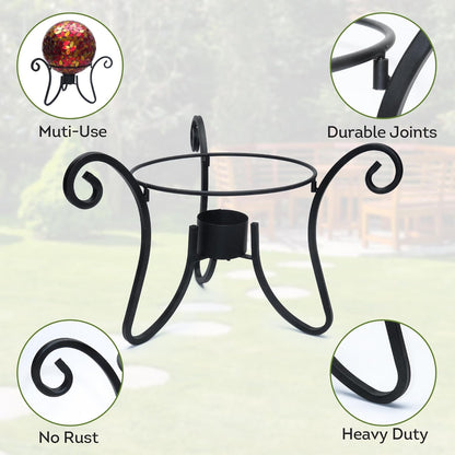 Lily's Home Foldable Metal Gazing Ball Stand - Durable Rust-Resistant Display Stand for 10 to 12 inch Balls - Indoor/Outdoor Ornament Decor - Ideal Garden Plant Stand or Gift Accessory