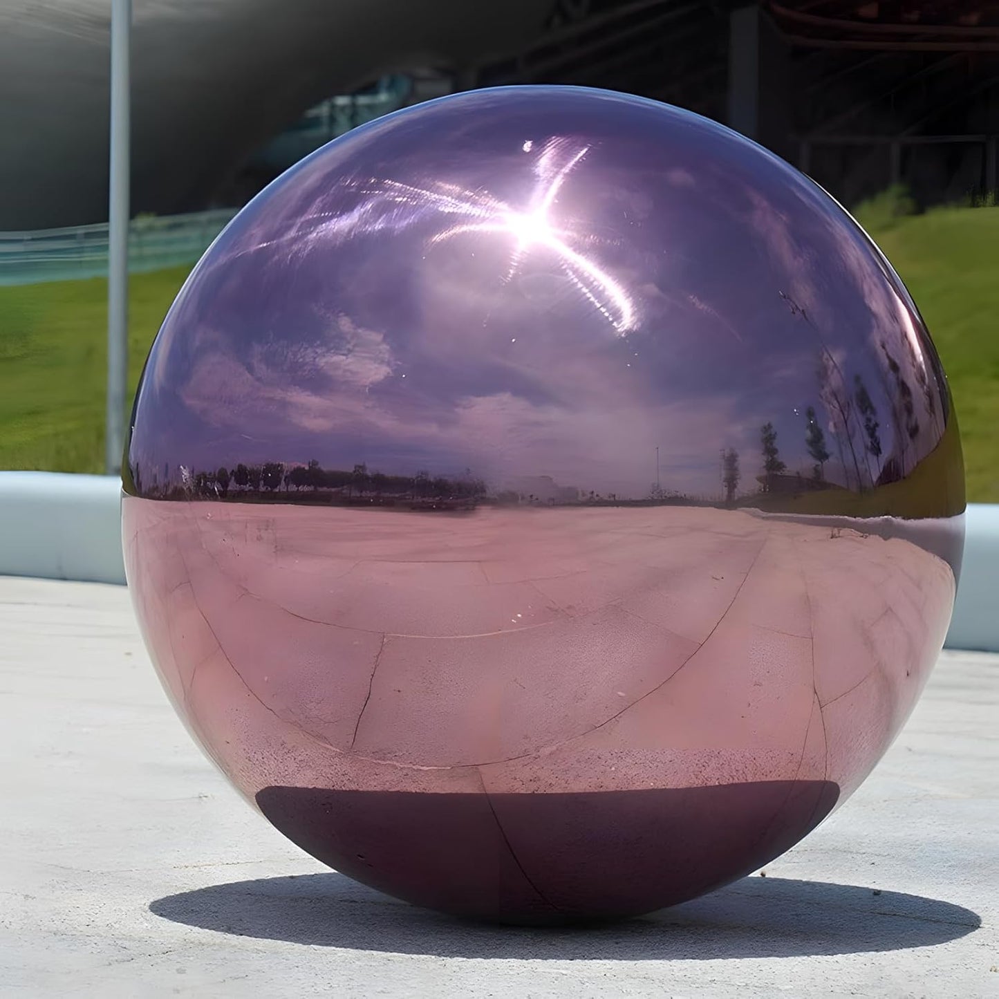 Stainless Steel Gazing Globe Mirror Ball, Decorative Gazing Balls for Garden, Reflective Smooth Garden Ball Sphere for Outdoor Yard Decoration (Purple, Dia: 12 inch)