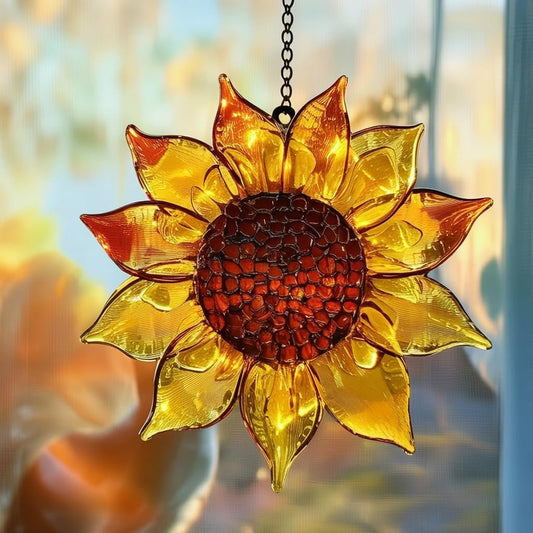 Sunflower Acrylic Suncatcher Colorful Window Hanging Ornament Sun Catcher Panel for Home Decor Car