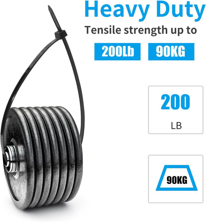 XINGO 26 inch Black Zip Ties Heavy Duty 100 Pack, 200 LBS Ultra Strong Plastic Wire Ties, Large Cable Ties Extra Long Tie Wraps, Indoor and Outdoor UV Resistant