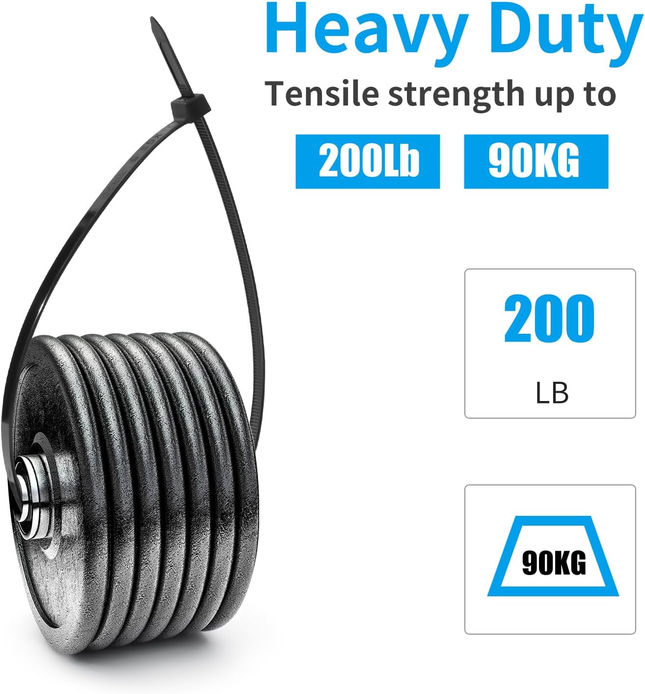 XINGO 22 inch White Zip Ties Heavy Duty 100 PCS, 200 LBSUltra Strong Plastic Wire Ties, Large Cable Ties Extra Long Tie Wraps, Indoor and Outdoor UV Resistant