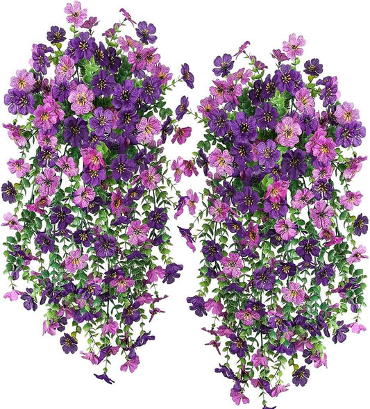 Artificial Hanging Plants Flowers Fake Outdoor Plants Artificial for Porch Hanging Faux Flowers