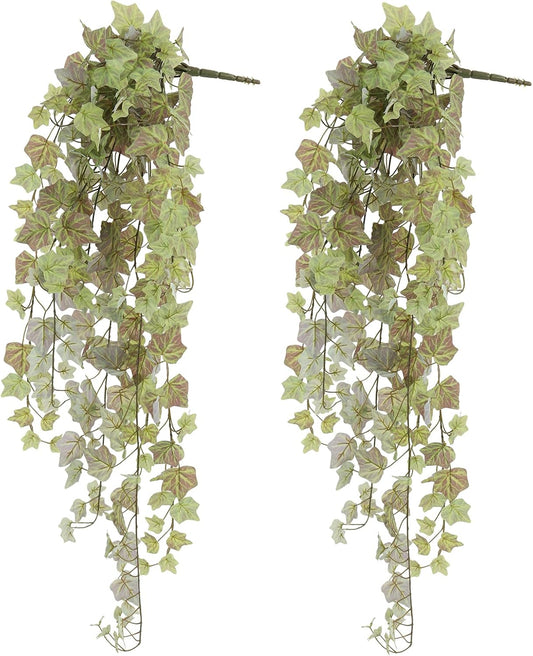 RECUTMS Fake Ivy Vine Hanging Plants Artificial Greenery Plastic Leaves Garland for House Room Bathroom Farmhouse Garden Bar Wall Decor Pack of 2 39.4’’