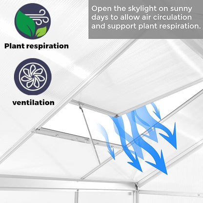 6 x 10FT Greenhouse for Outdoors,Polycarbonate Garden Backyard,Silver