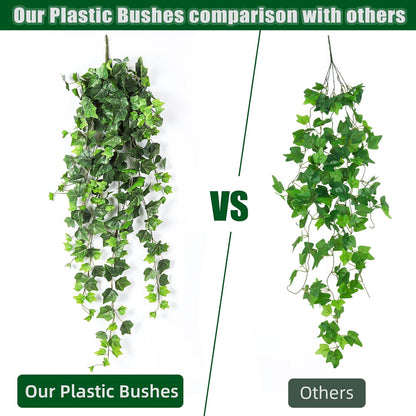 RECUTMS Artificial Ivy Hanging Leaves Plants Fake Vines Garland Real Touch Faux Plastic Bushes for Outside Home Wall Garden Wedding Party Bar Decor 39.4’’