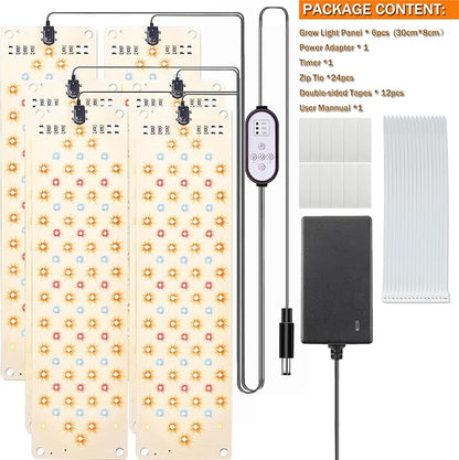 Grow Light,Ultra-Thin Panel Grow Lights for Indoor Plants,474LEDs Full Spectrum Grow Lights for Under Cabinet Plant, Grow Lamp with 4/8/12H Timer,10 Dimmable Levels for Plants Growing (6pcs)