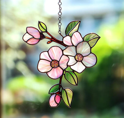 Pink Flower Floral Acrylic Suncatcher Birth Flower Faux Stained Window Hanging for Her Room Decor Sun Catchers Indoor Windown Suncatchers Windows Outdoor