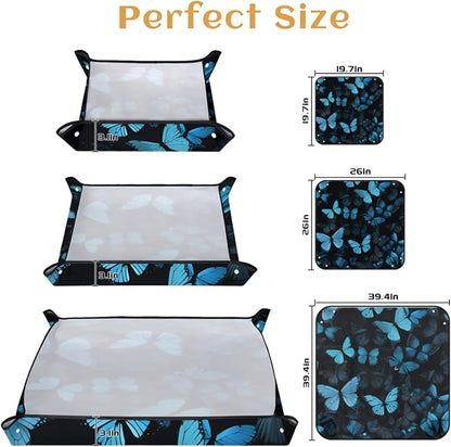 Butterfly Blue Foldable Garden Hand Transplanting Succulent Tools,Waterproof Thickened Repotting Mat Plant Tag, Miniature Planting Indoor Fairy Care,Potting,Cactus,Houseplant Bonsai Tool Kit Gift
