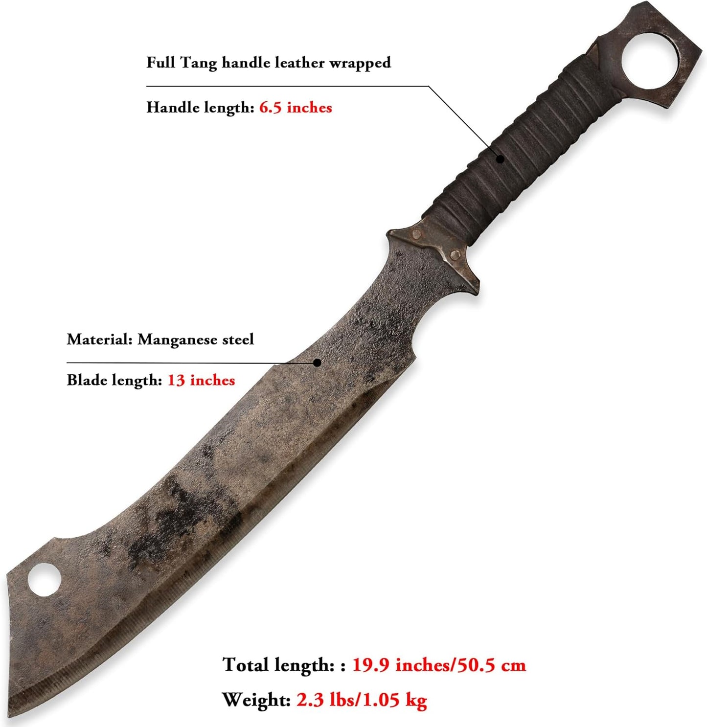 SV Handmade cast Manganese Steel Chopping Blade Sword, Full Tang, Outdoor, Hunting, Camping, Hiking, Survival, with Protective Cover, Multiple Styles to Choose from