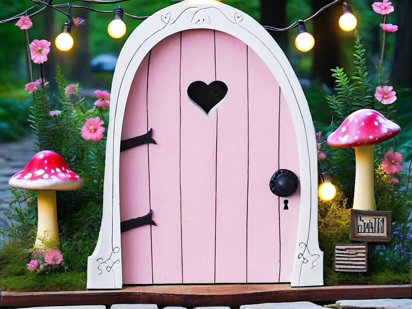Whimsical Miniature Fairy Door - Handcrafted 3D Mini Woodland Portal Tree Accessory for DIY Garden Landscapes, Terrarium Decor & Collector's Fantasy Displays（Pink Streak ）