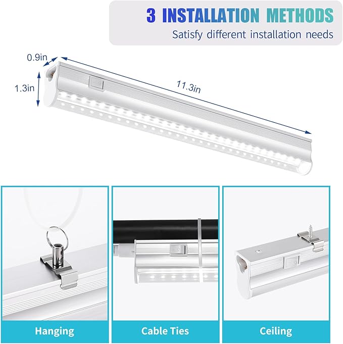 Hywymlait T5 Grow Lights for Indoor Plants, 5000K Full Spectrum, 1FT LED Growing Lamp, Plant Growing Light Strips for Greenhouse Seed Germination, Vegetable Planting, Plug and Use, 4 Pack