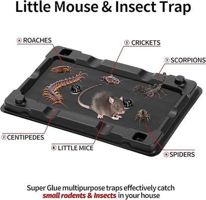 LULUCATCH Mouse & Insect Traps 16 Pack, Heavier Sticky Traps with Non-Toxic Glue for Small Mice & Insects. Sticky Mouse Traps Indoor, Easy to Set, Pet Safe Pest Control