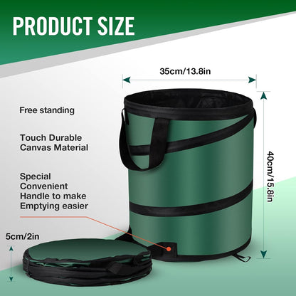 Pop Up Trash Can and Recycling Bins, 14x16 in, Collapsible Camping, Outdoor, 600D Waterproof Oxford Cloth Reusable Yard Waste Bags (2Pcs-10 Gallons)