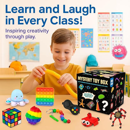 25-Piece Fidget Toy Variety Pack for Kids – Sensory Toys Bulk Set with Stress Balls, Pop Tubes, Squishies & More – Classroom Prizes, Party Favors, and Gifts for Boys & Girls