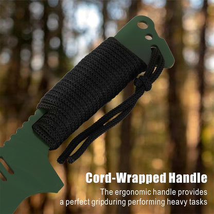 REAT Machete with Sheath, 25.5" Full Tang 420 Stainless Steel Blade with Raging Shark Green Coating,Non-silp Cord-Wrapped Handle for Yard Work, Cutting Trees,Camping