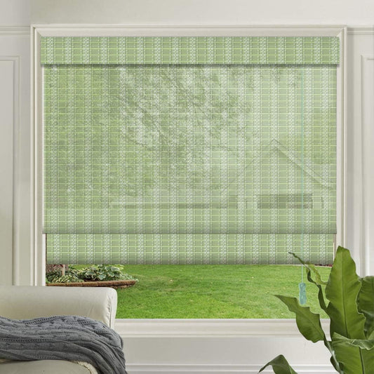 LETAU Wood Window Roman Shades, Bamboo Light Filtering Window Blinds for Indoor Home, Office, Kitchen, Pattern 12