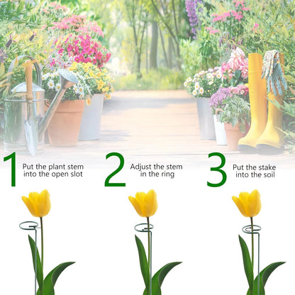 24 Inch 12 Packs Plant Support Stakes,Garden Single stemmed Plant Support Hoops, Plant Prop, for Flowers,Orchid, Tomatoes Peony Lily Rose (24 inch)