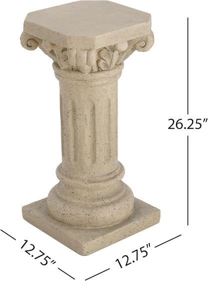 Decorative Roman Column Pedestal Column Plant Stand, Vintage European Style Classical Garden Pillar, Indoor Outdoor Decor, Pedestal Columns Plants Standing for Entryway Garden Yard Home (Sand/26.25"H)