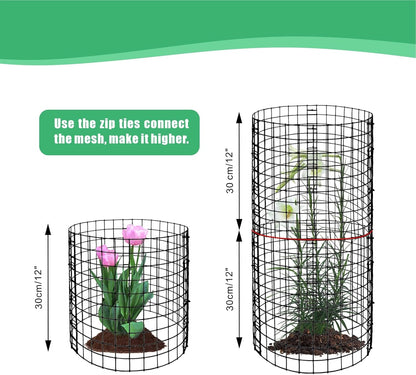 Eunika 18 Pcs Round Plant Protector from Animals, 6 Pack 12" x 12" Metal Mesh to Keep Animals Out Wire Plant Protectors for Rabbits Chicken Bunny Barricades for Garden Vegetable Flowers Protection