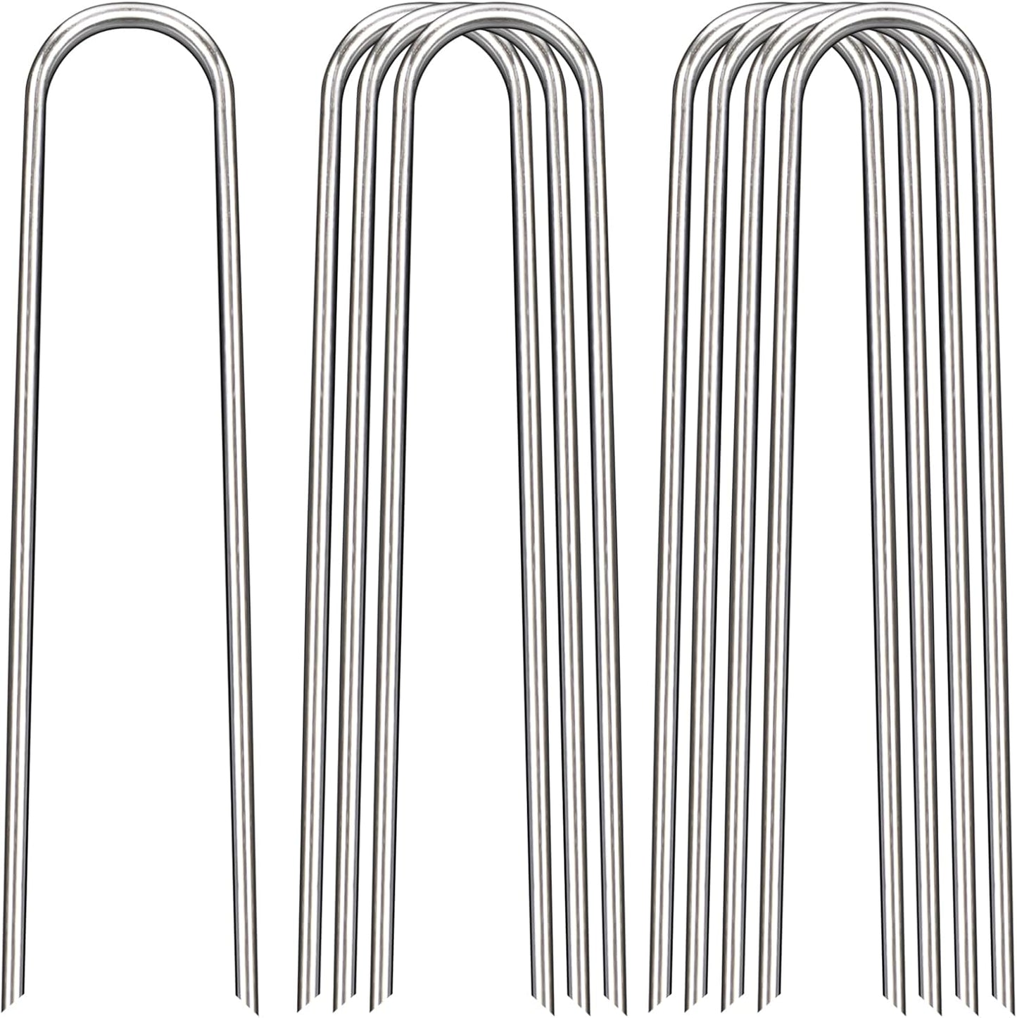 8 Inch Landscape Staples, 25 Pack Galvanized Landscape Stakes Heavy Duty 8 Gauge U-Shaped Garden Stakes, Ground Stakes for Weed Barrier Fabric, Irrigation Tubing, Fence, Outdoor Decorations