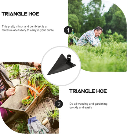 DOITOOL Triangle Hoe Steel Garden Digging Hoe for Weeding Planting Digging Soil, Gardening Hoe Hand Held Digging Hoe Garden Tool, 27X20cm (Silver Gray)