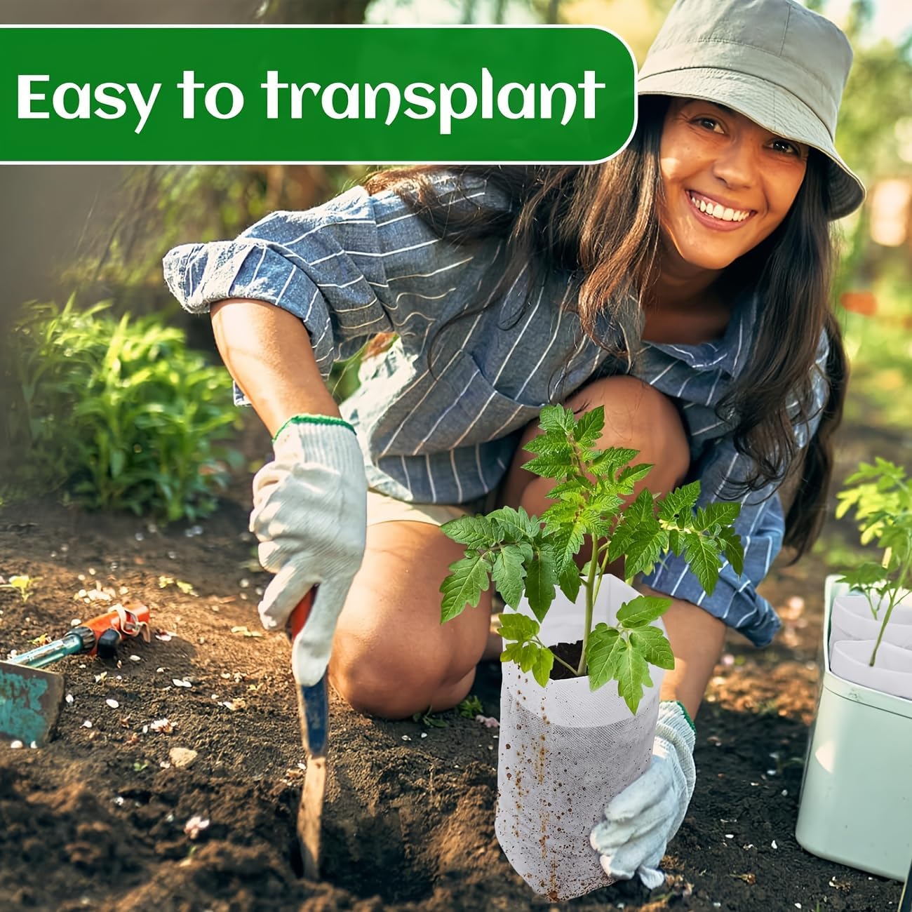 Plant Nursery Bags, Non-Woven Biodegradable Plant Grow Bags Fabric Seedling Starter Bags for Vegetable Flower Fruit Saplings Tree, Home Garden Supply (5.52"x7.48"/Pack of 200)