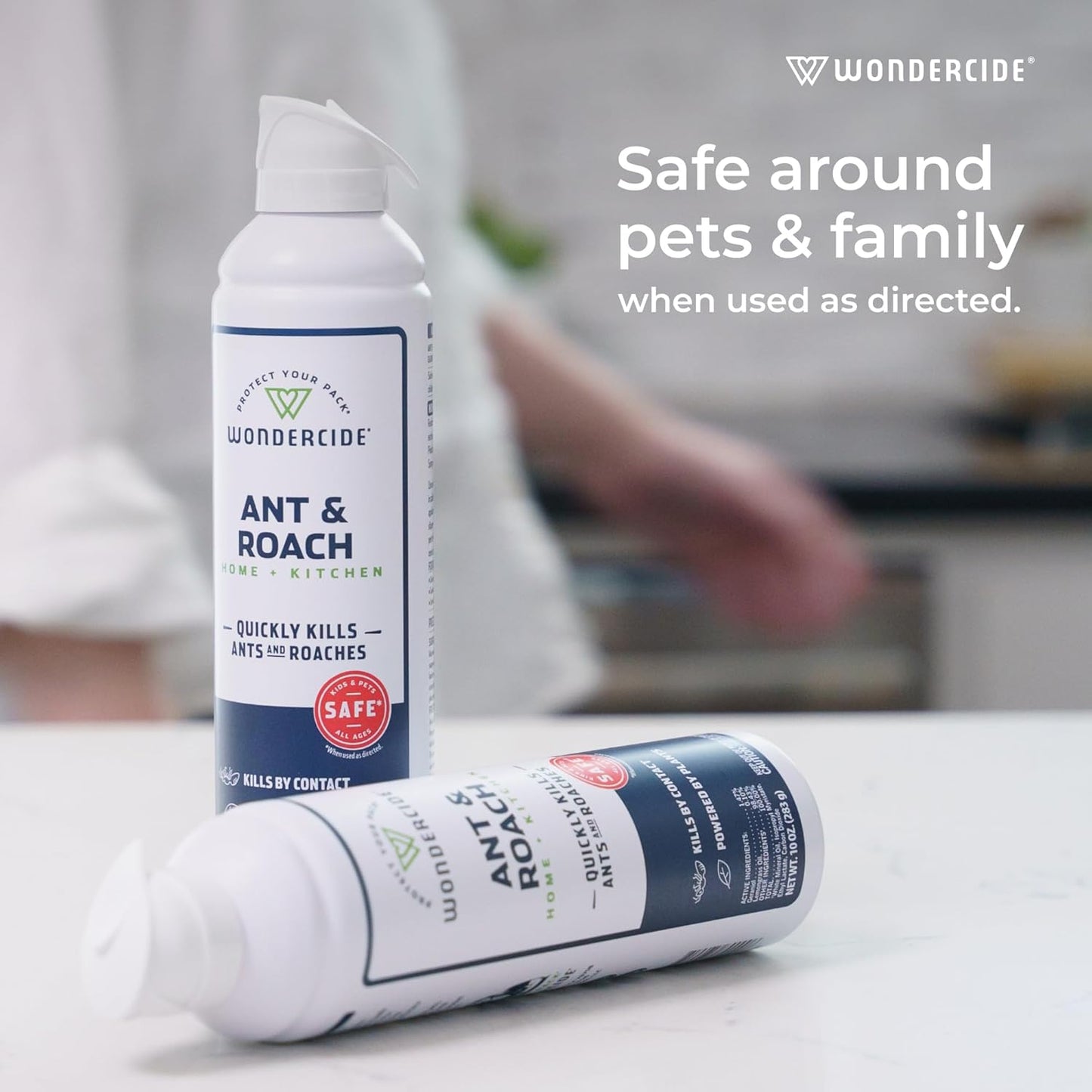 Wondercide - Ant & Roach Aerosol Spray for Kitchen, Home, and Indoor Areas - Ant, Roach, Spider, Flea, Stink Bug Killer with Natural Essential Oils - Pet Safe - 10 oz 2-Pack