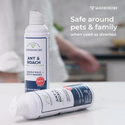 Wondercide - Ant & Roach Aerosol Spray for Kitchen, Home, and Indoor Areas - Ant, Roach, Spider, Flea, Stink Bug Killer with Natural Essential Oils - Pet Safe - 10 oz 2-Pack