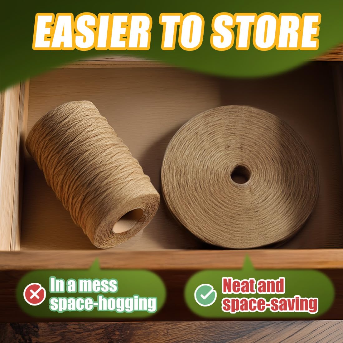PerkDecor 1000FT Natural Jute Twine String Bulk Hemp Rope Cord for Crafts Gardening Gift Wrapping