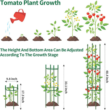 2 Pack Tomato Cages - 48 Inch Heavy Duty Trellis with Tomato Clips and Twist Ties