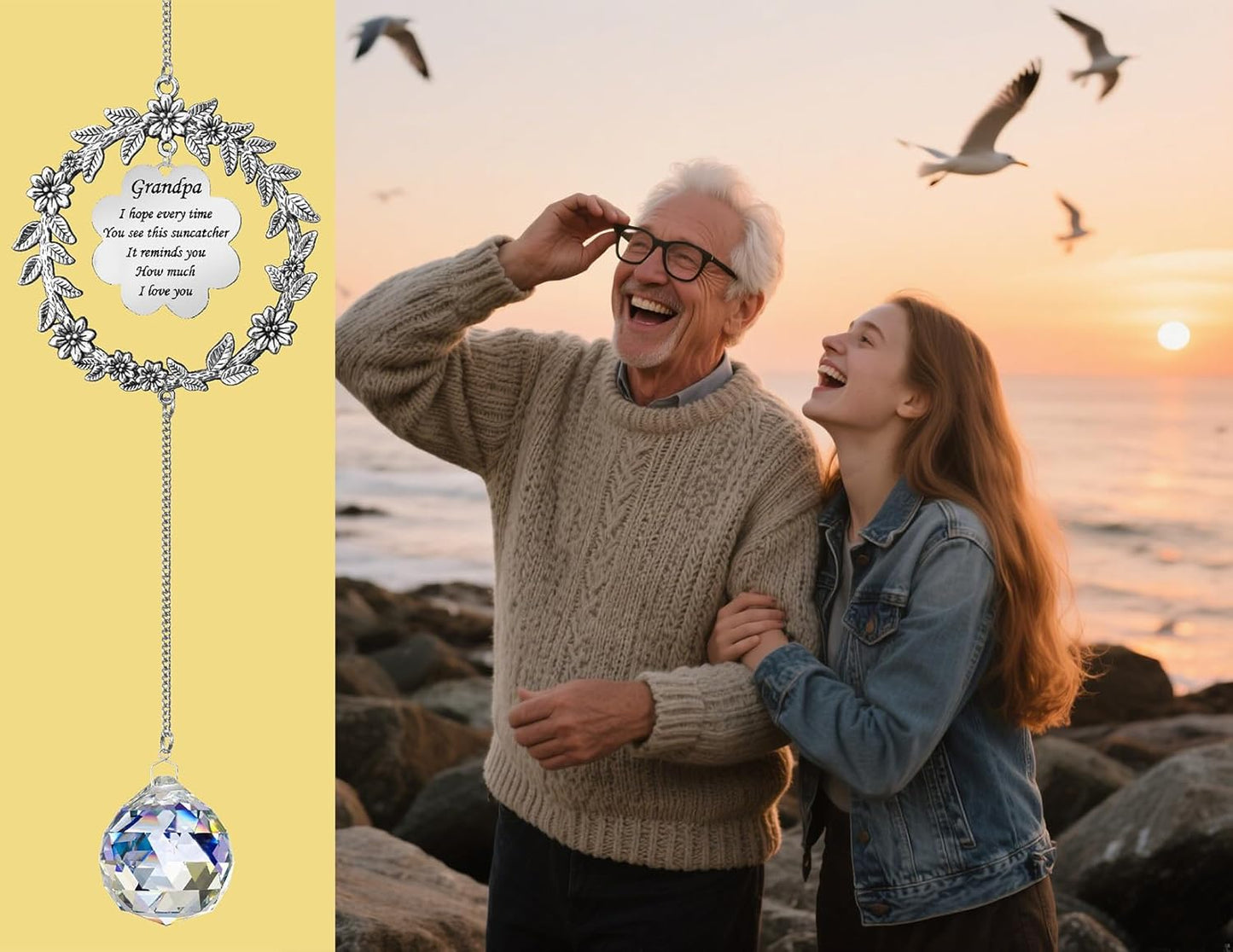 Gifts for Grandpa,Suncatcher Birthday Gifts for Grandpa from Grandkids,Sun Catcher for Christmas Thanksgiving Day