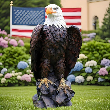 Large Garden Statue Standing Eagle Garden Sculpture, Majestic Hand Drawn Bald Eagle Decoration Flight of Freedom American Bald Eagle Yard Statue, Lawn and Courtyard Outdoor Decoration 13 x 24.4 Inch