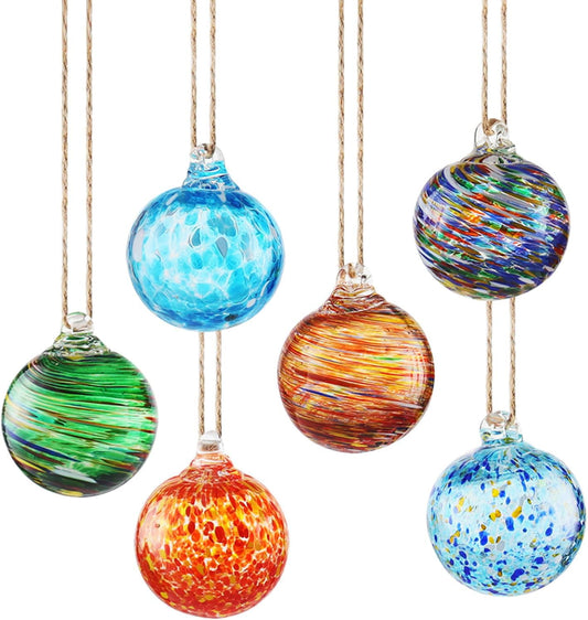 VOREEN 6pcs Hand-Blown Glass Ornaments Balls Glass Christmas Ball Hanging Gazing Ball Friendship