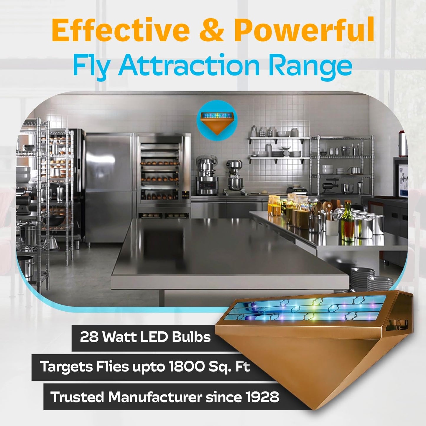 Gardner WS-95 Indoor Fly Trap with Proprietary LED, Decorative Wall Sconce Fly Light -40,000 Hour Rated Bulb, No Zap and Smell, Built to Last for Restaurants and Cafes, Made in USA for Commercial Use