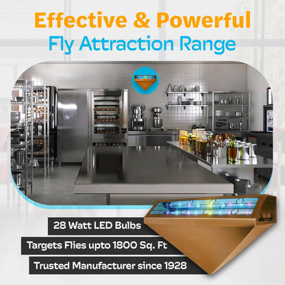 Gardner WS-95 Indoor Fly Trap with Proprietary LED, Decorative Wall Sconce Fly Light -40,000 Hour Rated Bulb, No Zap and Smell, Built to Last for Restaurants and Cafes, Made in USA for Commercial Use