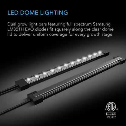 AC Infinity Heavy-Duty Large Humidity Dome w/Full Spectrum LED Grow Light Bars, Samsung LM301H EVO Diodes, Drip Tray, 6x12 Cell Seed Tray, 3mm Thick Dome, Vented Extension Panels, for Seed Starting