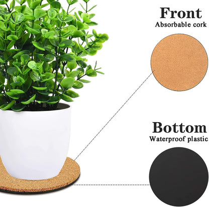 10 Pieces 3 Sizes Cork Plant Coasters, 4/6/8 Inch Cork Plant Mats, Cork Coaster for Planters, Plant Coasters for House Plants Indoors (Nude & Black)