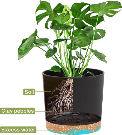 QCQHDU 5 inch Plant Pot, 2 Pack Planters for Indoor Plants with Drainage Holes & Saucer, Outdoor Flower Pots Home Garden Modern Decor